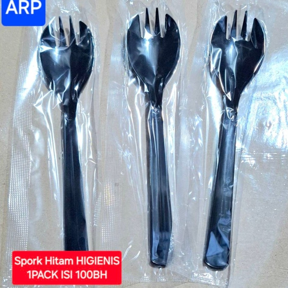 Hygienic Black Spork บรรจุ 100 ชิ้น/Black Hygienic Spork 1 แพ็ค มี 100 ชิ้น