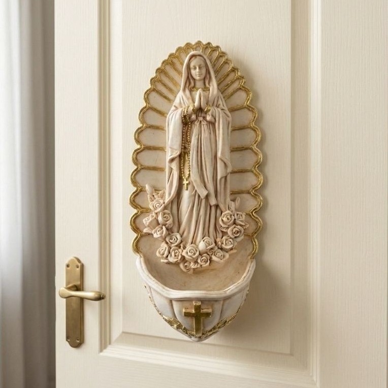 Guadalupe Holy Water Container 20cm A34/14 - Maria Holy Water Container - Spiritual Holy Water Conta