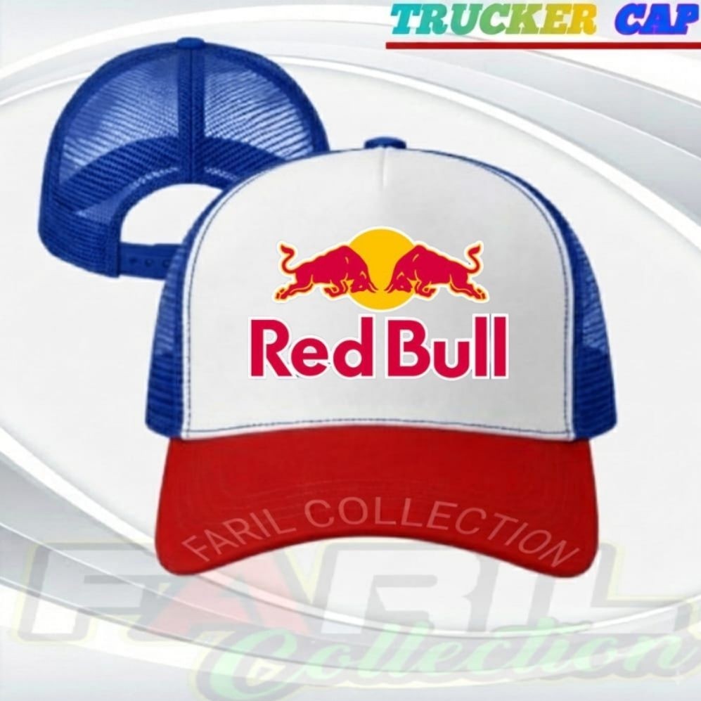 RED BULL Trucker Hat หมวกตาข่ายสําหรับบุรุษและสตรีคุณภาพระดับพรีเมียม