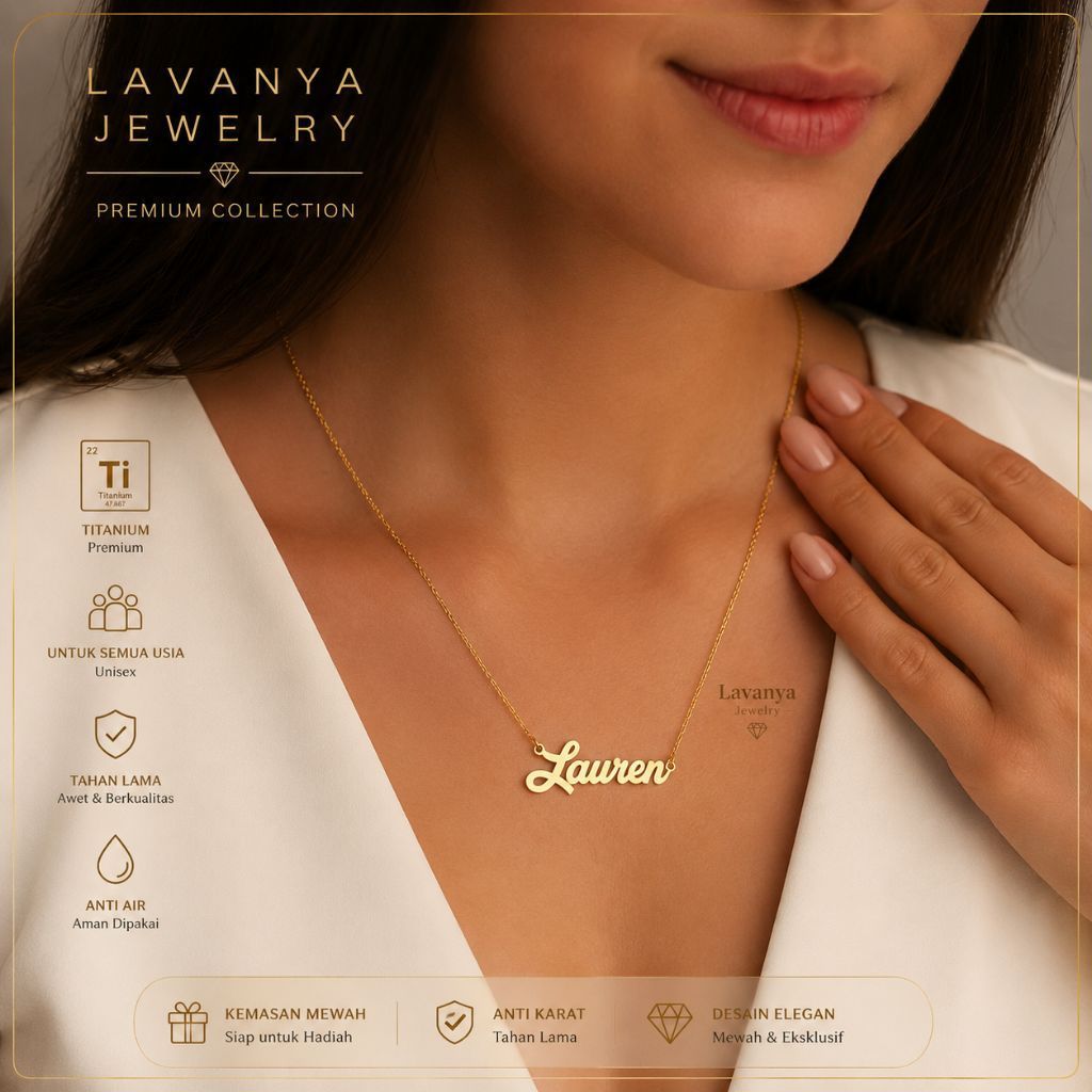 RF Jewelry - สร้อยคอชื่อไทเทเนียมสแตนเลสระดับพรีเมียม