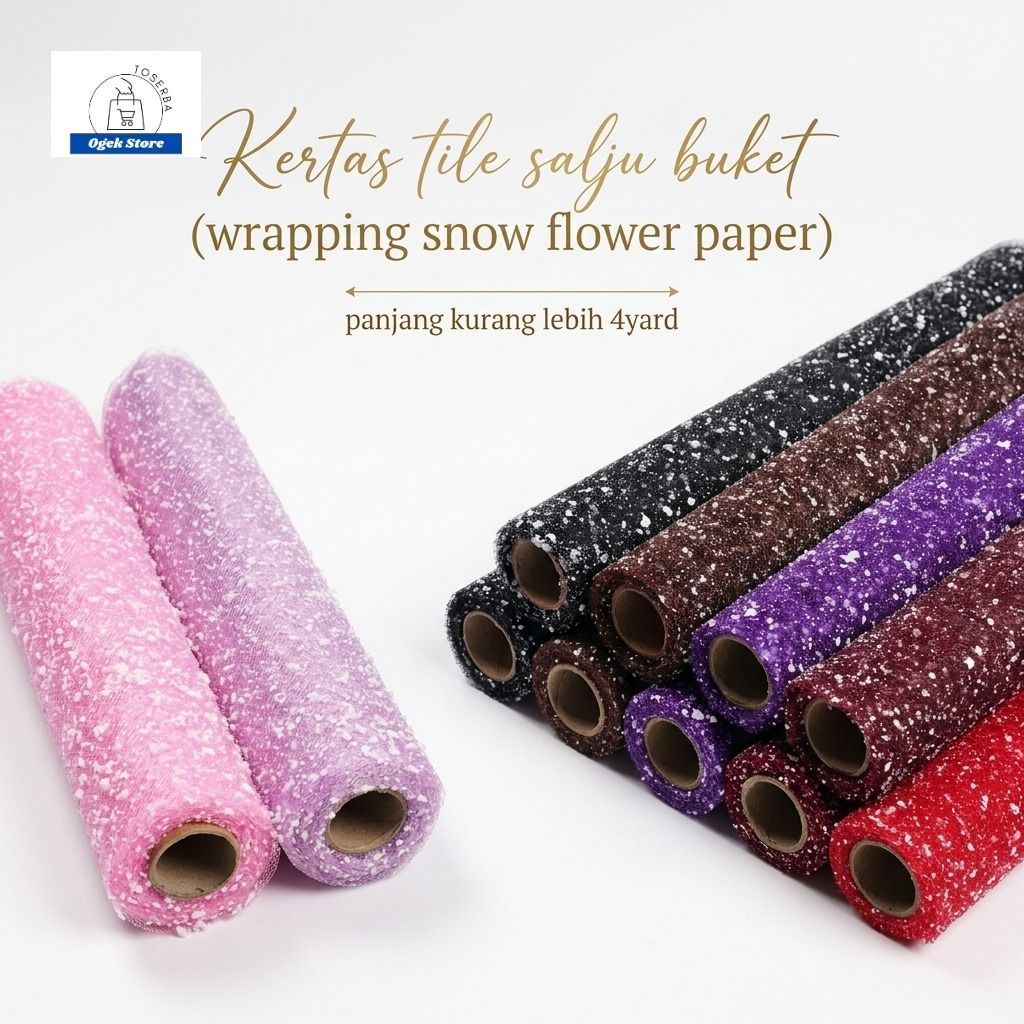 [1 ม้วน ±4 YARD] SNOW TILE BOUQUET FLOWER PAPER / SNOW TILE FLOWER WRAPPING WATERPROOF 4 YARD COLORF