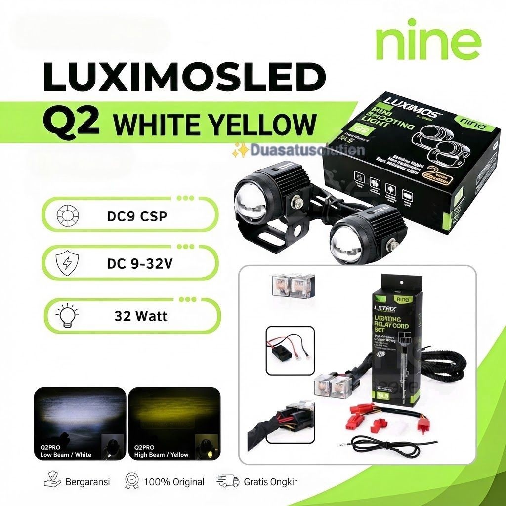 D2 Laser Spotlight สีขาวสีเหลือง Nine Luximos Q2 Original Nine Relay Package