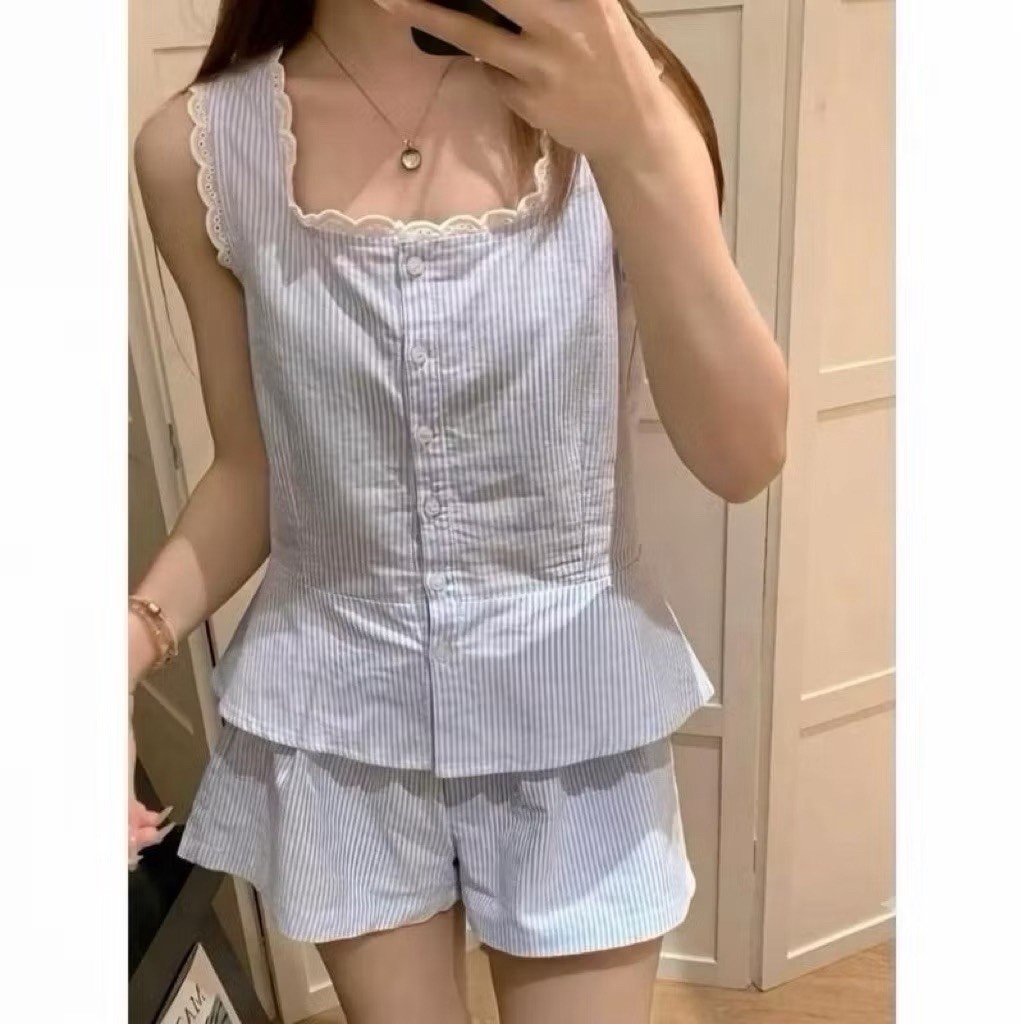 MIMO SET ชุดสูทลําลองลายทางสําหรับผู้หญิง