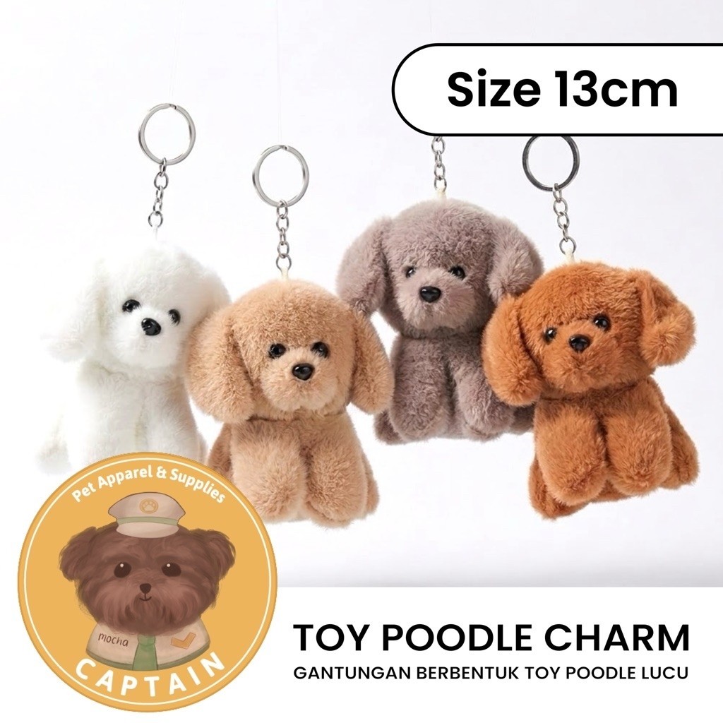 GANTUNGAN POODLE CHARM กระเป๋าสัตว์เลี้ยงแขวน POODLE PLUSH ของเล่น DOGGY CAPTAINPET ตุ๊กตา