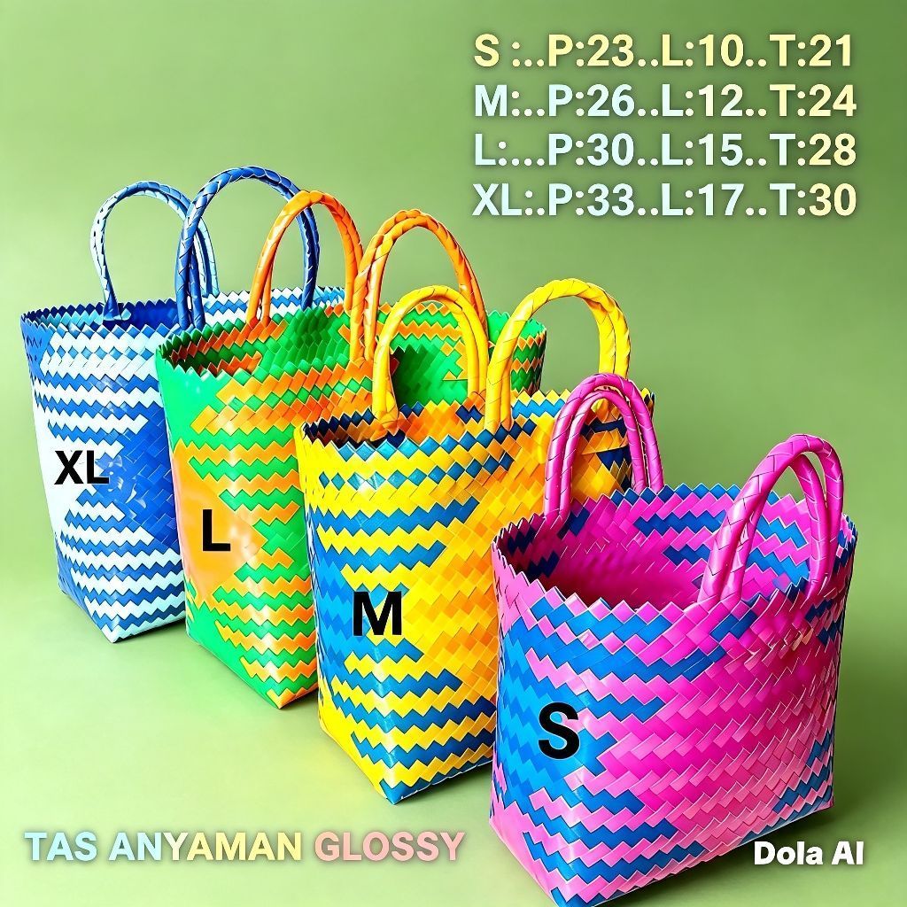 GLASS WOVEN BAGS AND STRIPE WOVEN BAGS SIZES S, M, L