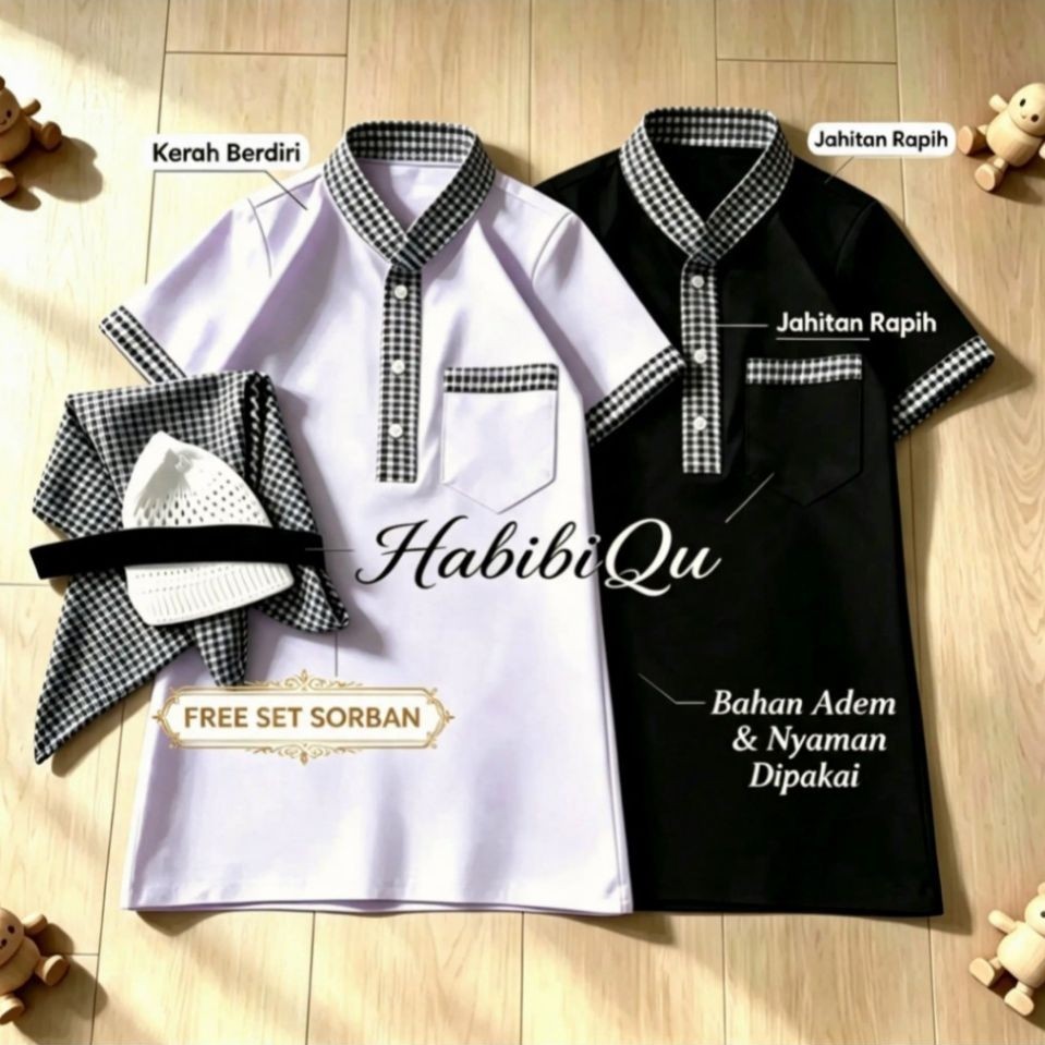 BABY KOKO GAMIS TURBAN SET 0-2 ปี BABY ROBE AQIQAH SHORT-SLEEVED BABY KOKO CLOTHES