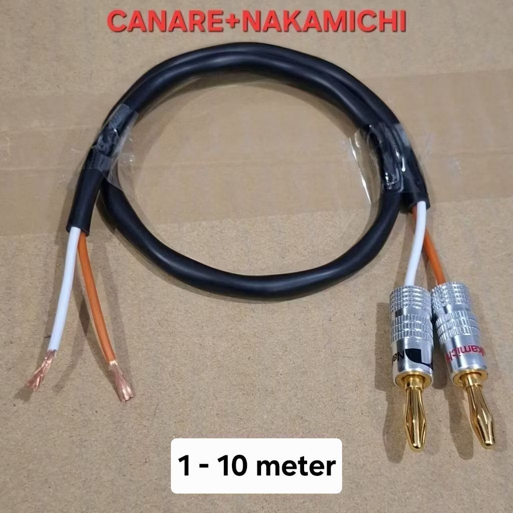 สายลําโพง CANARE 2S7F (made in Japan) + แจ็คกล้วย NAKAMICHI 1 คู่ พร้อมตัวเลือกยาว 1 - 10 เมตร