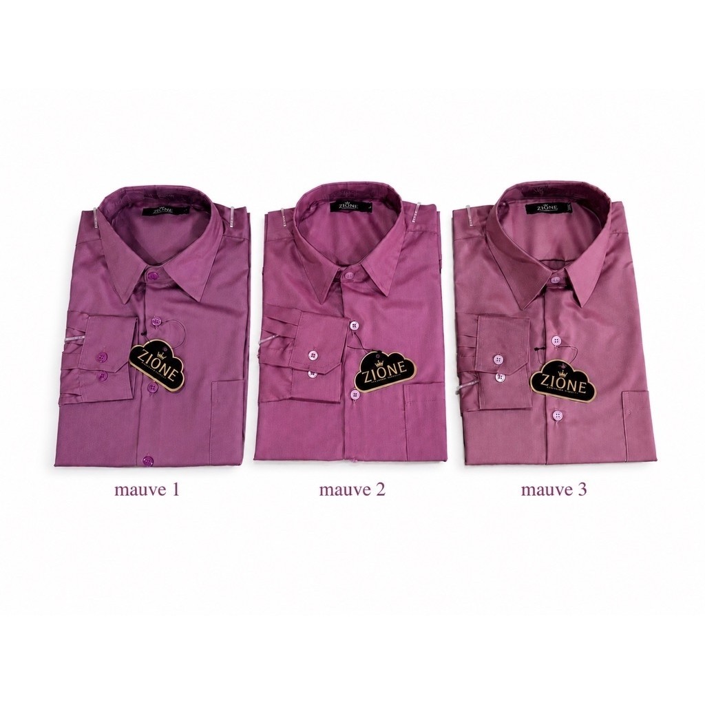 KEMEJA ZIONE เสื้อเชิ้ตผู้ชาย - เสื้อเชิ้ตผู้ชายแขนยาวธรรมดาใน MAUVE COLOR 1/MAUVE 2/MAUVE 3