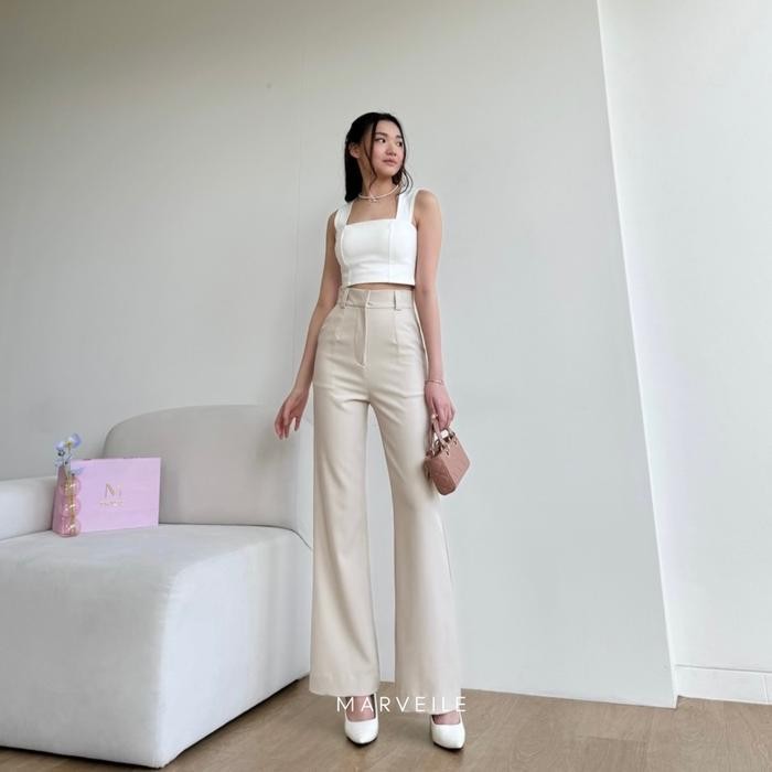 DFS [Marveile] Gigi Cutbray Highwaist Pants / Cutbray Flare Pants สําหรับผู้หญิง
