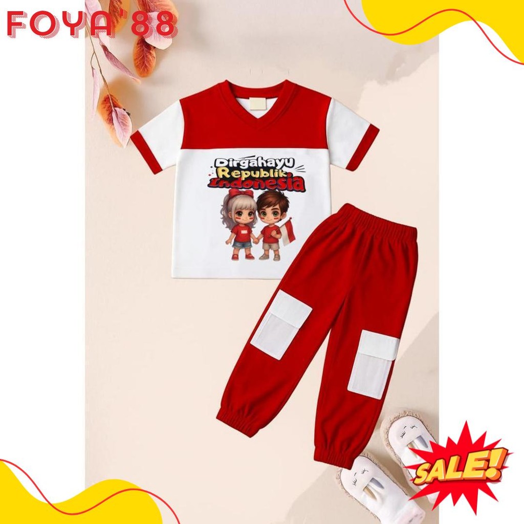 MERAH Independence ชุดเด็กสีแดงและสีขาว Independence Cargo กางเกงอายุ 1-10 ปีพิเศษ 17 สิงหาคม Happy 