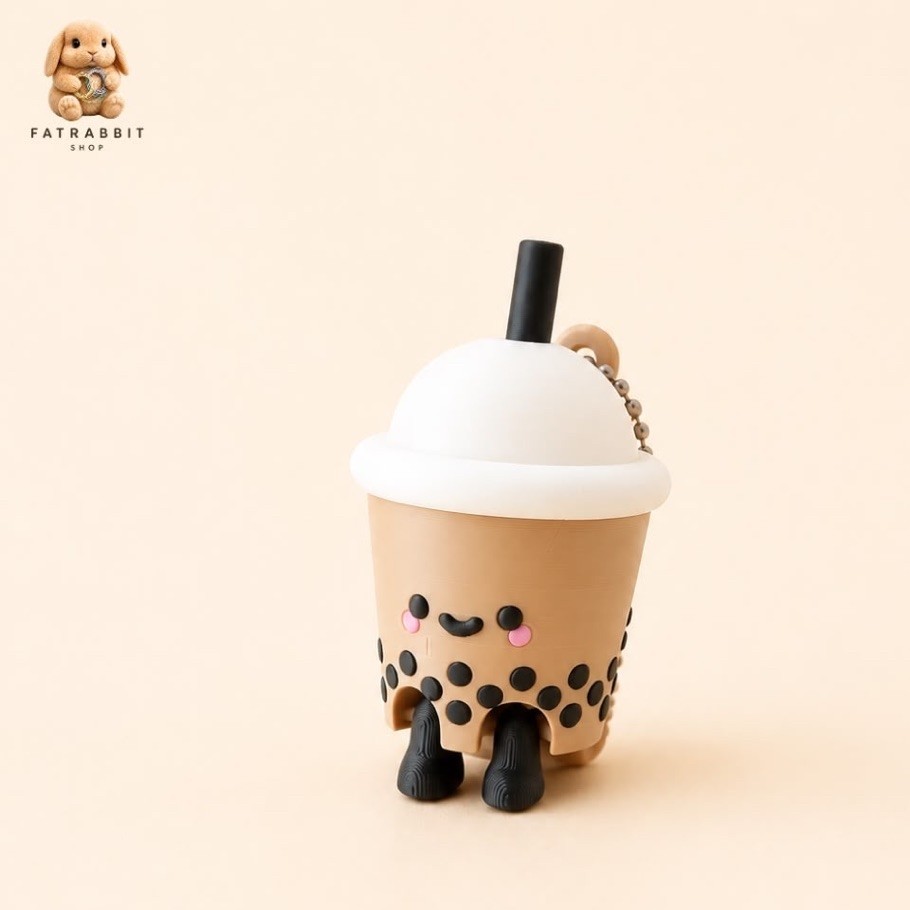 GANTUNGAN Clicker 3D Fidget Boba พวงกุญแจเครื่องดื่มน่ารักของขวัญที่ไม่ซ้ําใคร