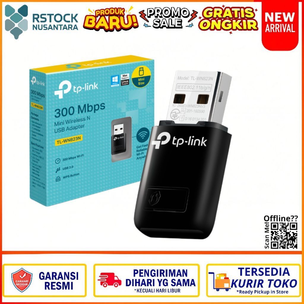 TP-Link TL-WN823N N300 Wi-Fi 4 300Mbps Mini USB 2.0Wireless N USB Adapter