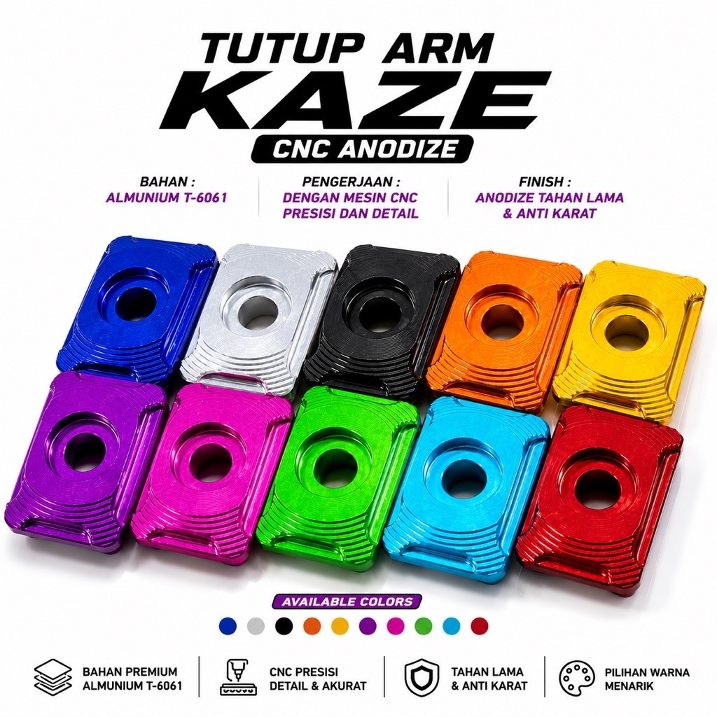 Kaze CNC Anodized Aluminium Arm Cover T-6061 อุปกรณ์มอเตอร์ไซค์เลือกสีได้