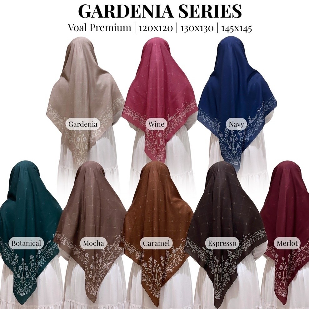Her Aura - Gardenia Series Square Hijab ลาย Voile Premium และการพิมพ์ Sublime