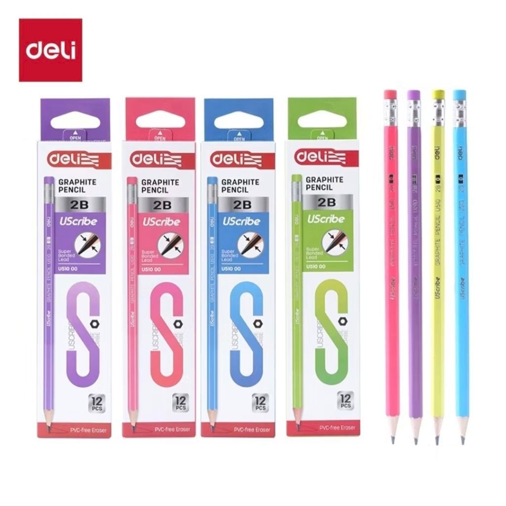 ดินสอ Deli Graphite 2B EU51000 (1 แพ็ค 12 ชิ้น) / ดินสอ 2B / ดินสอ Graphite / ดินสอ Deli 2B