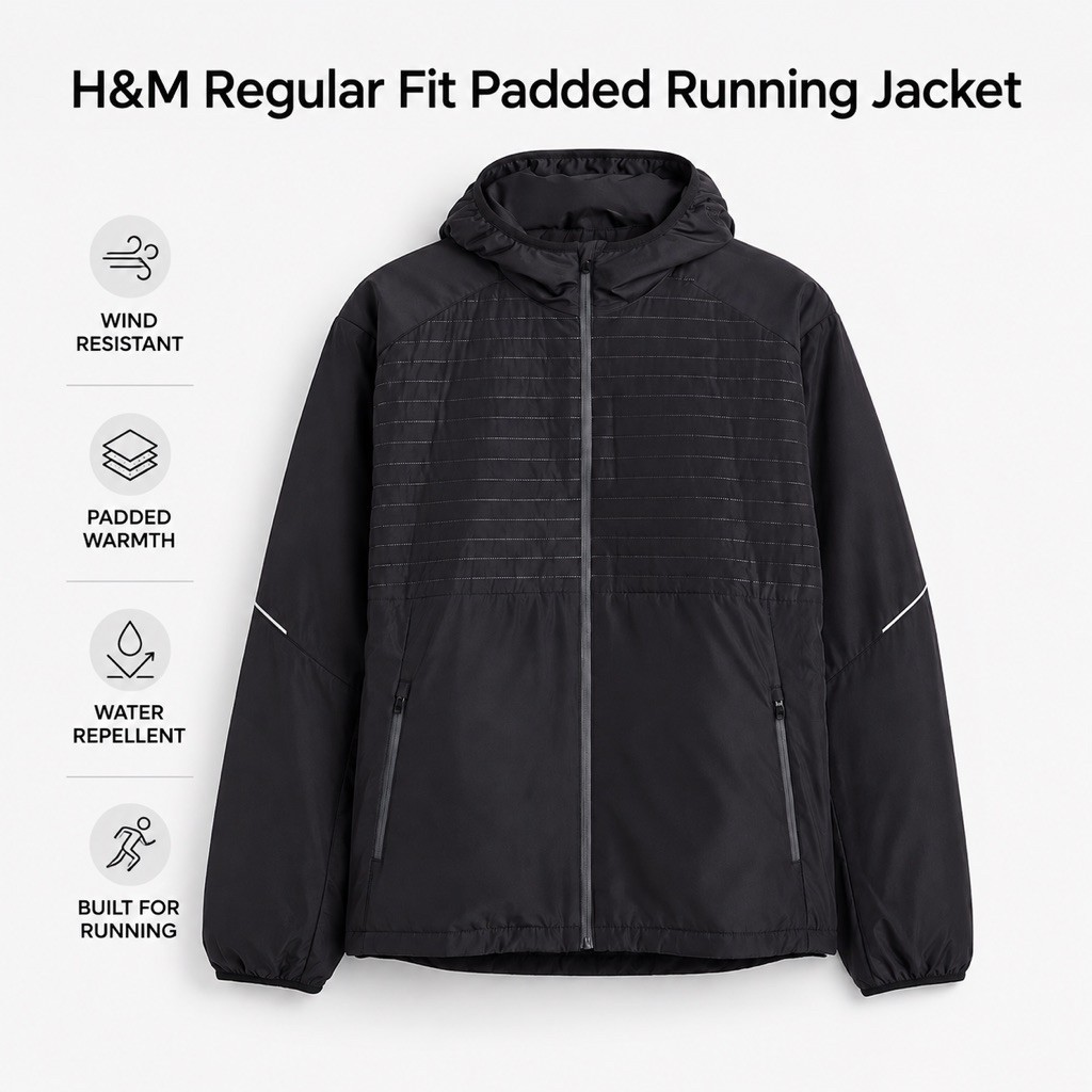 เสื้อแจ็คเก็ตบุนวม H&M Sport Running Regular Fit ของแท้