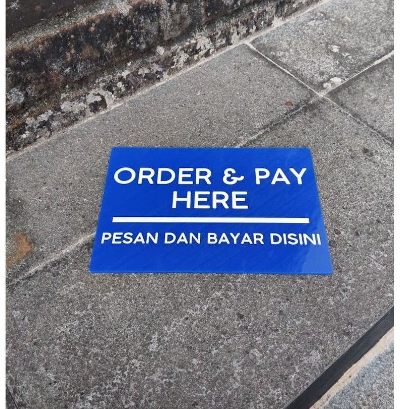 ป้ายอะคริลิค / อะคริลิค / ORDER & PAY HERE / ORDER AND PAY HERE / BLUE