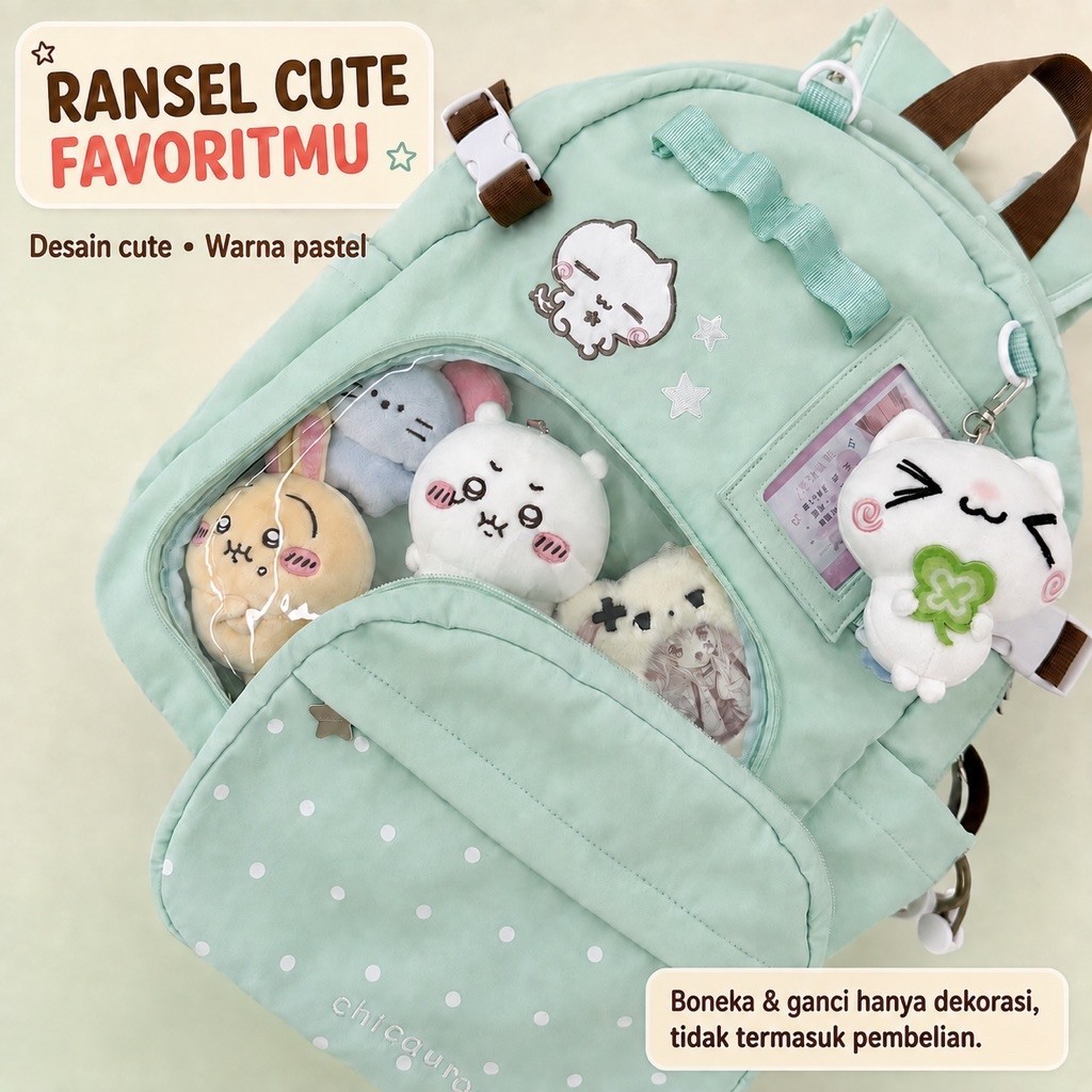 Kiyomi Kiyomi 2in1 กระเป๋านักเรียนน่ารัก Kawaii | กระเป๋าเป้สะพายหลังขนาดใหญ่พร้อมกระเป๋าที่ถอดออกได