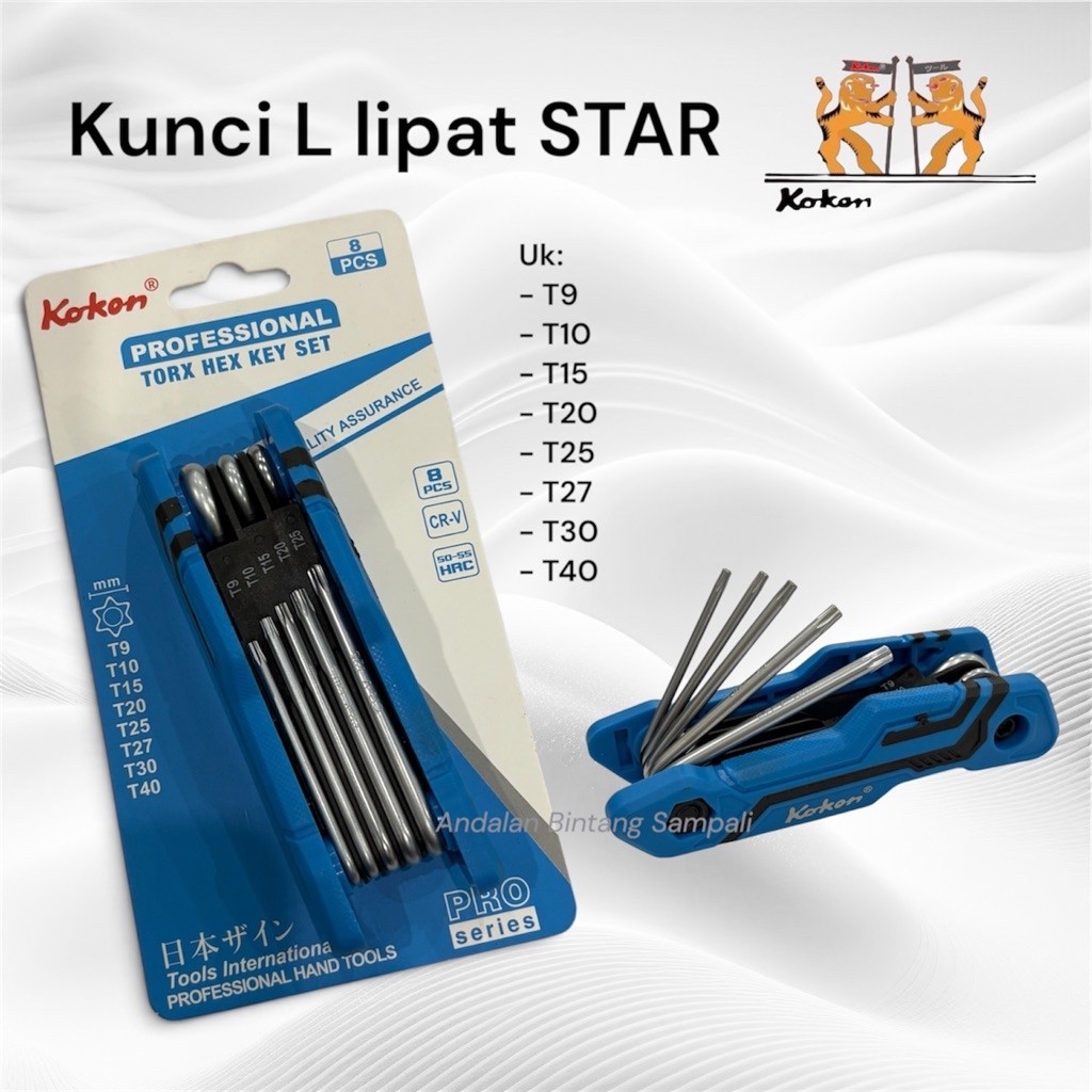 KOKON 8 ชิ้น Star Hex Flat Star Folding L Key