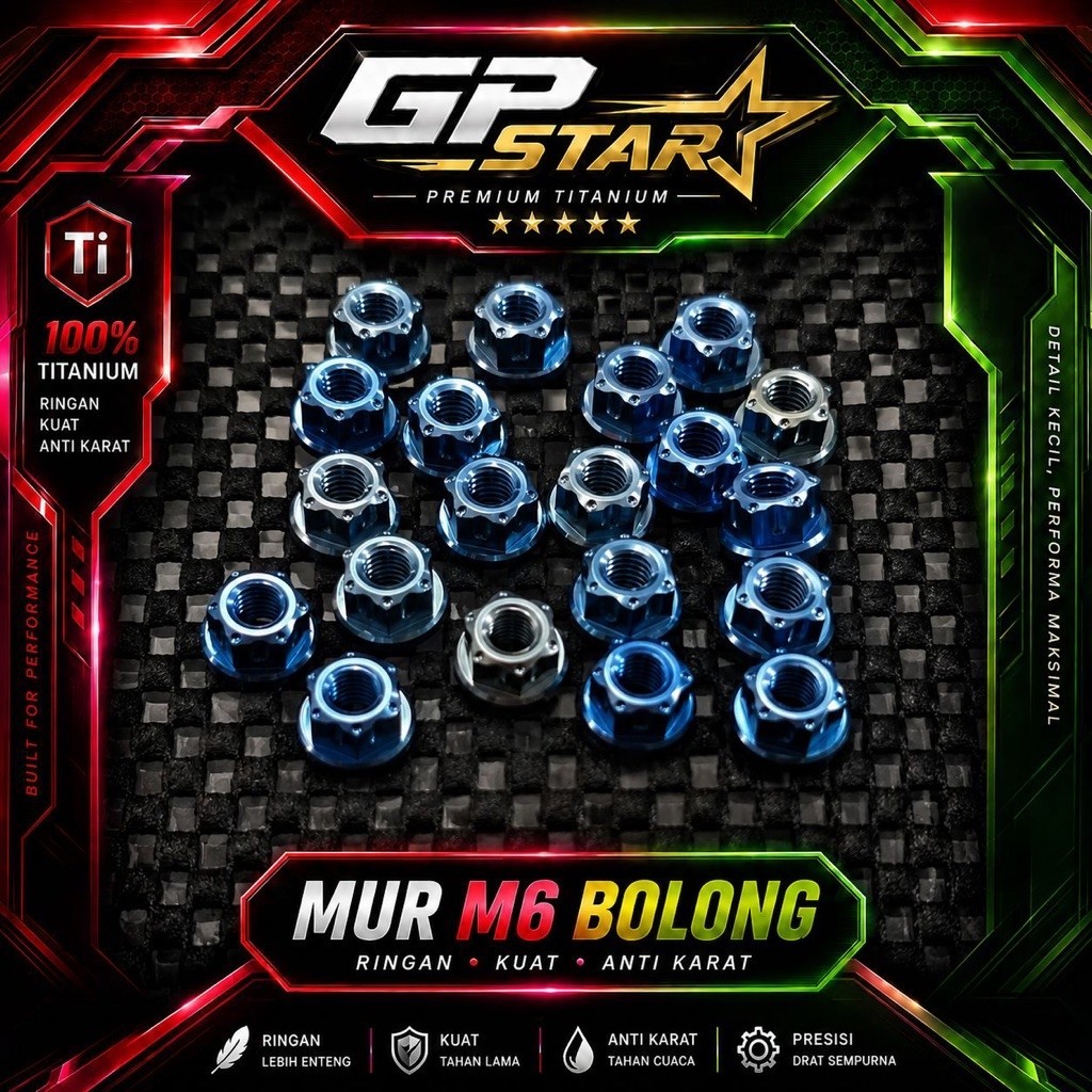 M6 HOLE TITANIUM NUT 10 เกลียว