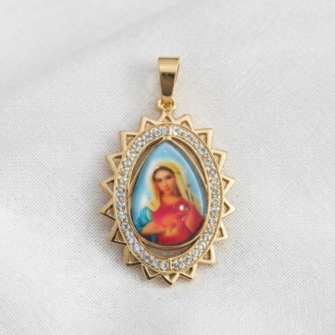 MATA Maria Kudus Day Oval Gold Eye จี้หยัก L4/38D - Maria จี้ - จี้ Maria รูปไข่ - เหรียญ Maria รูปไ
