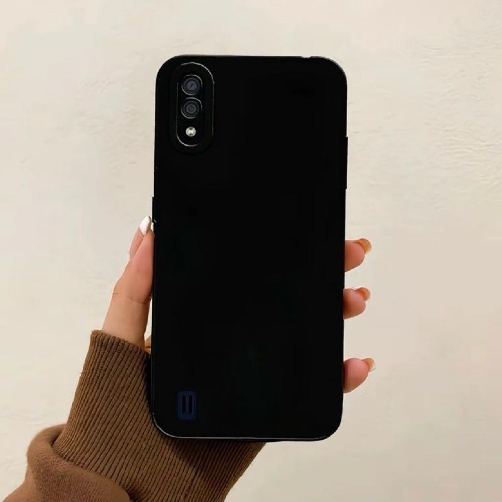 Softcase Casing pro Camera Samsung A01 M01 A01 Core M01 Core A02 M02 Plain Black Silicone Full Black