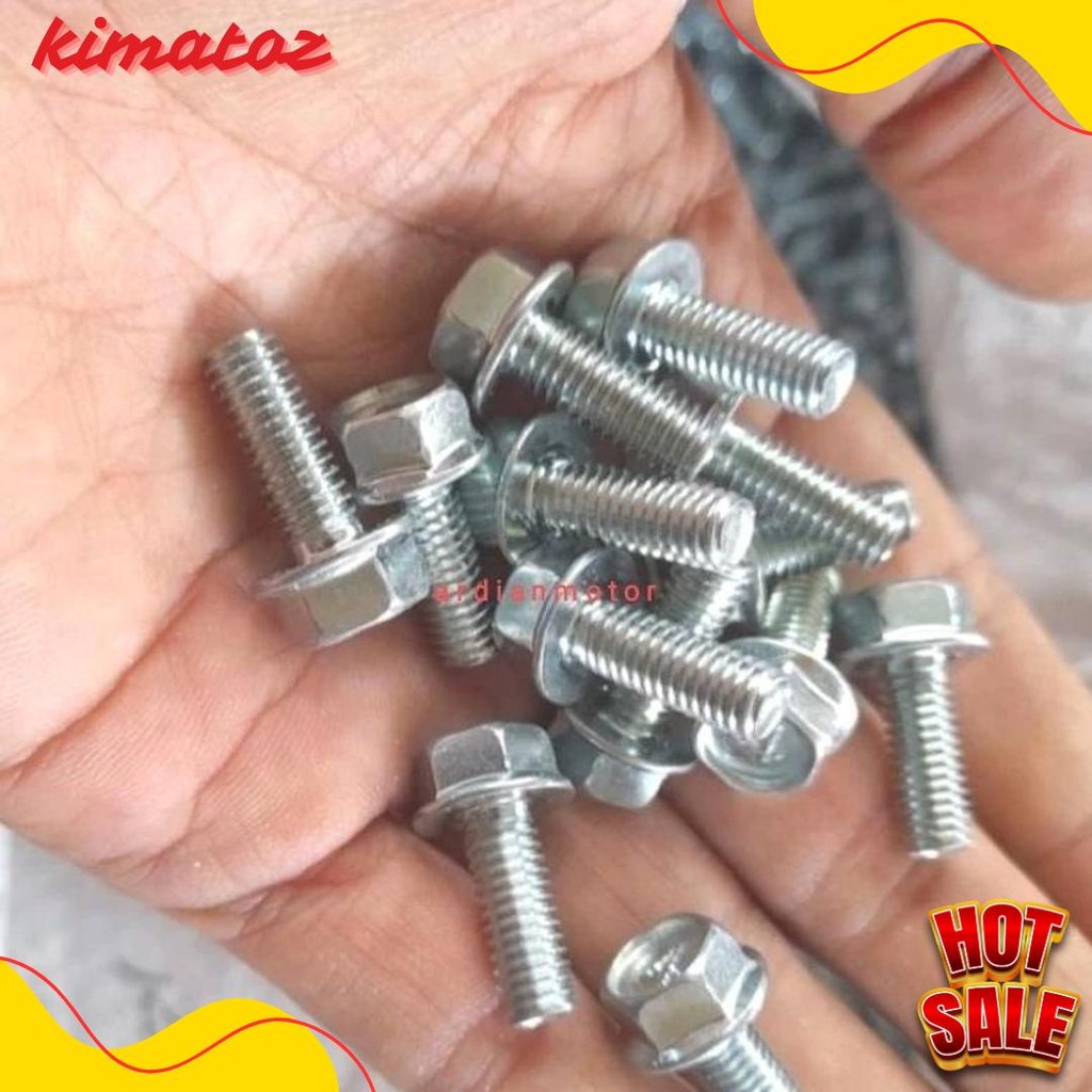 สลักเกลียวไอเสียหน้าแปลน Bolt M6X15 Key 10/M6X15 หน้าแปลนหมวก Bolt Key 10/Bolt 10 M6X15