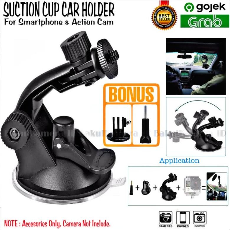 รถดูดถ้วยพร้อมอะแดปเตอร์เมาท์สําหรับกล้องแอคชั่น Gopro / Xiaomi Yi / Dji Osmo / Brica Bpro / Akasu /