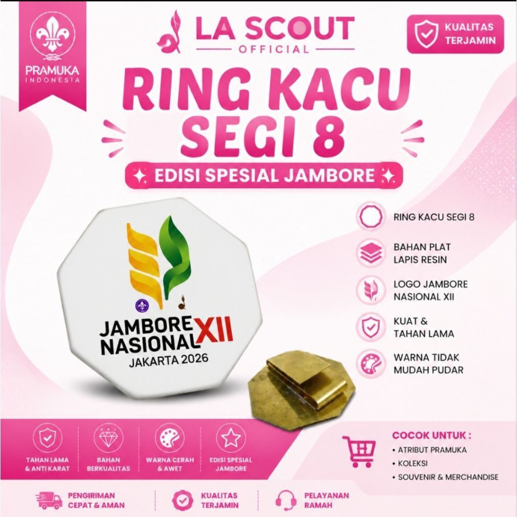 NATIONAL JAMBORE 8-SQUARE KACU RING XII 2026 | แหวนลูกเสือแผ่นชุบเรซิ่น | Wogle Scout Special Editio