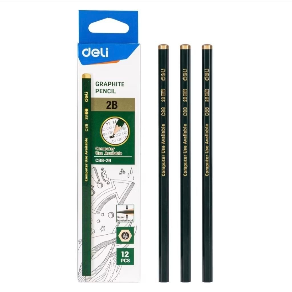 Deli 2B ดินสอกราไฟท์ Scribble EC88-2B (1 แพ็ค มี 12 ชิ้น) / ดินสอ Deli Graphite 2B