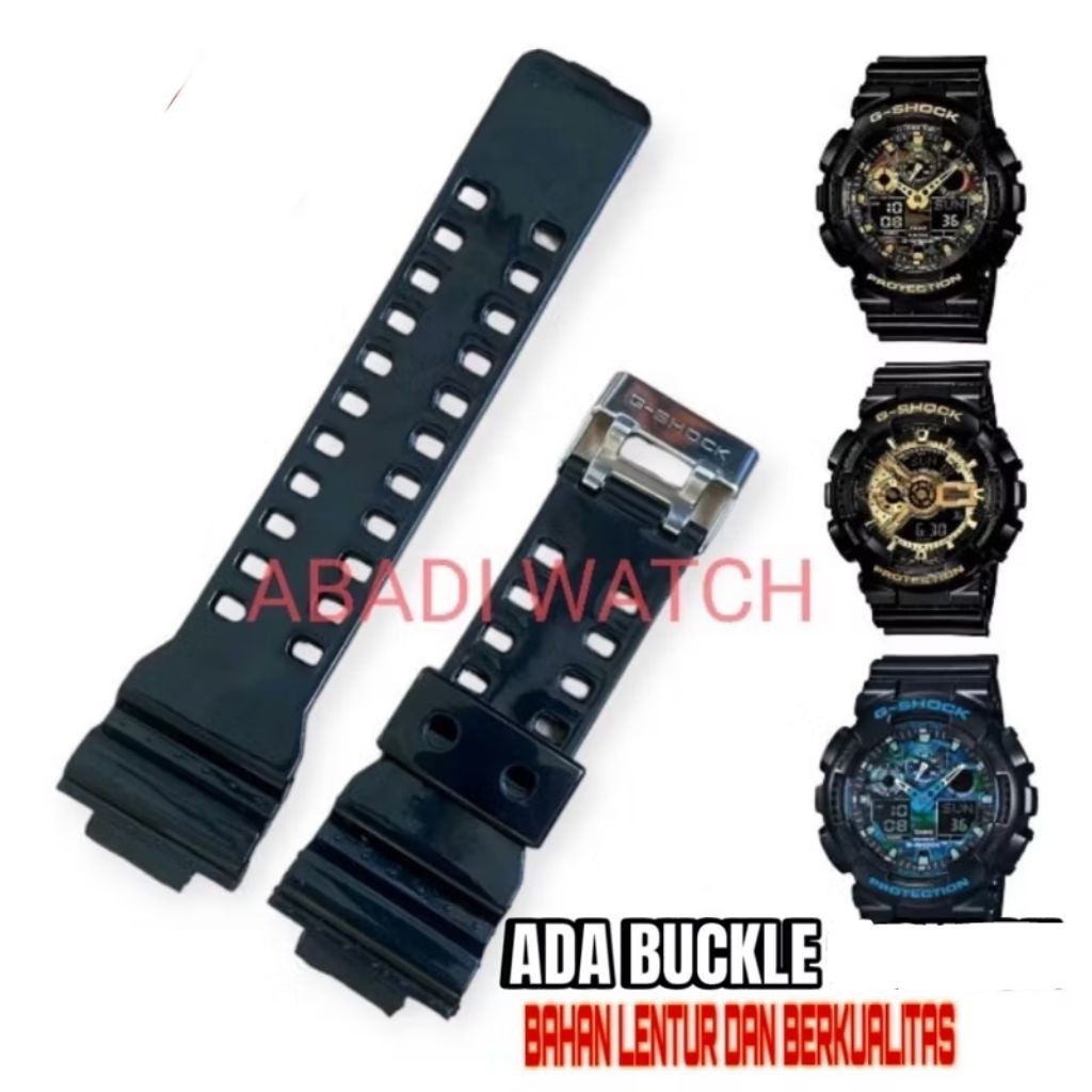 GA100 WATCH STRAP GA 100 GA-100 GA-120 GA-200 GA-300 GLOSSY BLACK