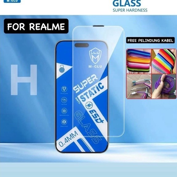 กระจกนิรภัย Bening Clear Esd Full Transparency MCLU สําหรับ Realme 2.2pro,3,3pro,5.5i,5s,6,6i,6s,7,7