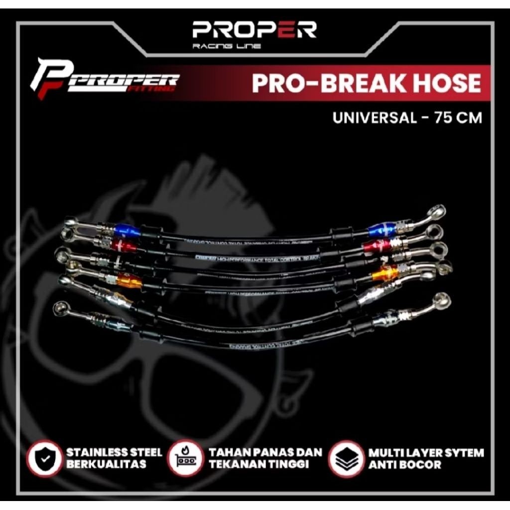PROPER FITTING PRO BRAKE HOSE UNIVERSAL BRAKE HOSE 75CM
