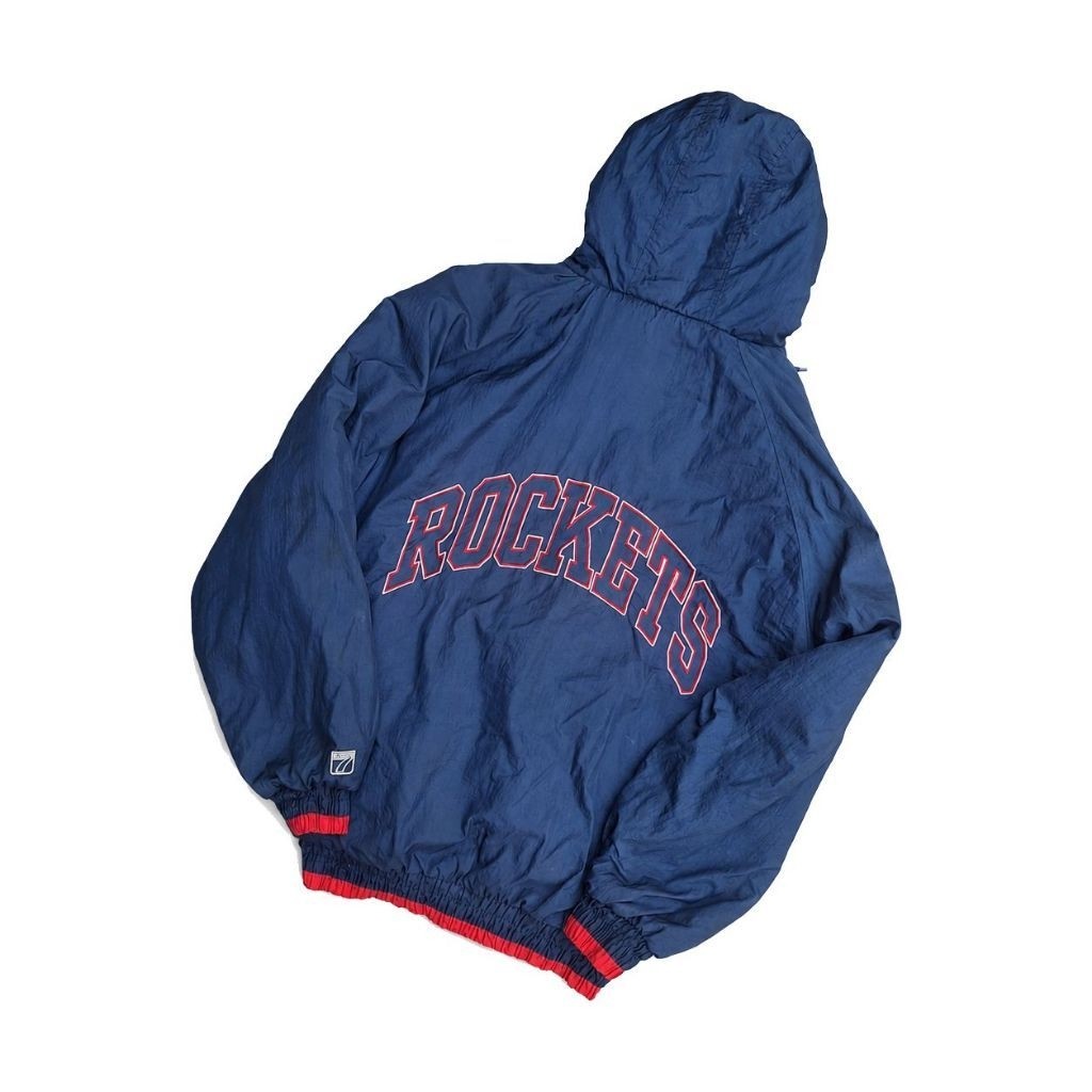เสื้อแจ็คเก็ตผลิตภัณฑ์ใบอนุญาตอย่างเป็นทางการ NBA Houston Rocket Alpha 7 สไตล์วินเทจ