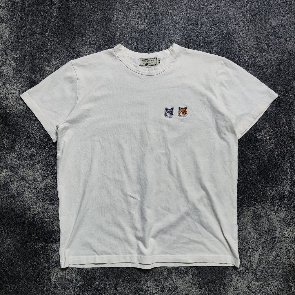 (M) MAISON KITSUNE เสื้อยืดหัวสุนัขจิ้งจอกคู่