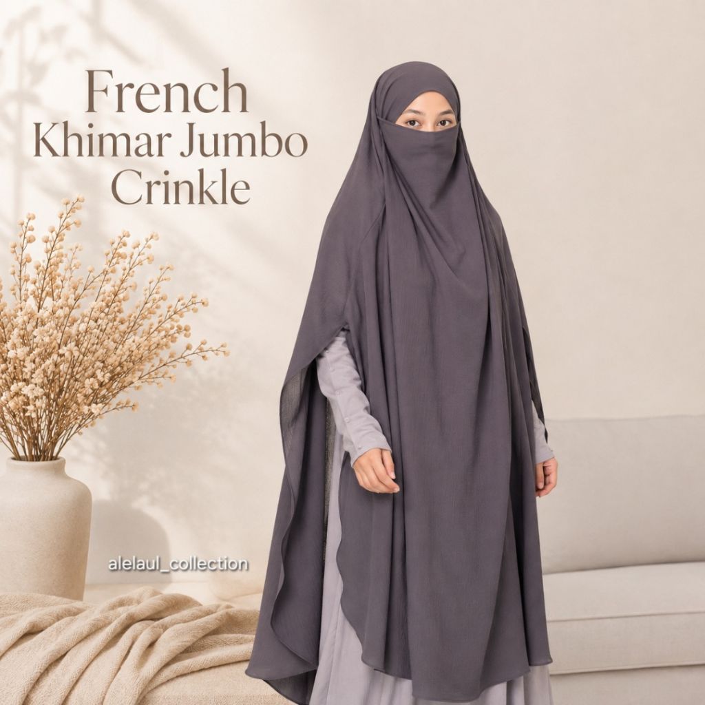 Bergo CRINKLE French Khimar Super Jumbo 120*150/ FK ย่นจัมโบ้