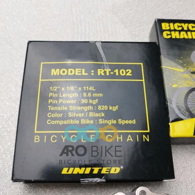 UNITED RT-102 ความเร็วเดียว 114L Original BLACK /CP RT102 Mini Fixie BMX Bike Chain