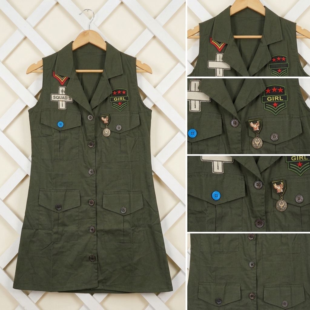 ARMY STYLE VEST / SLEEVELESS VEST พร้อมแพทช์และกระเป๋า