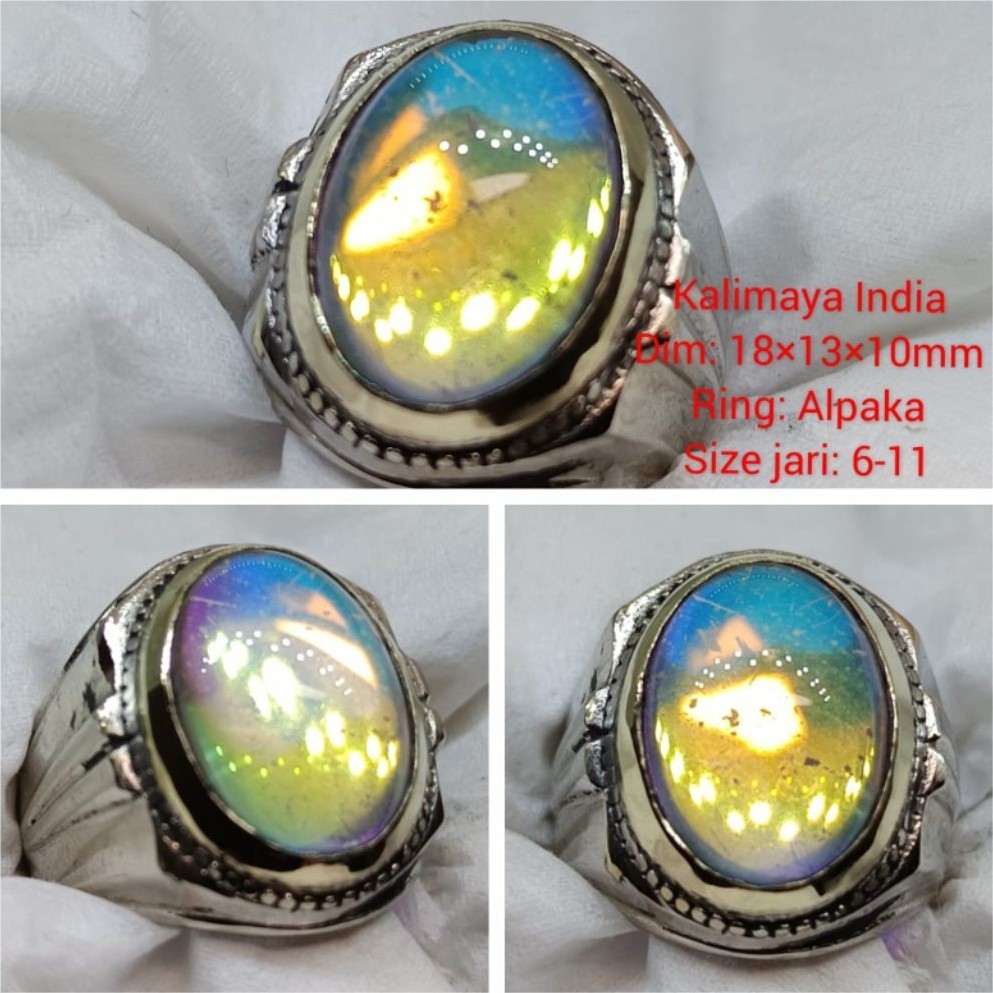 แหวน. INDIAN KALIMAYA OPAL STONE RAINBOW DIM STONE 18/13/10 MM