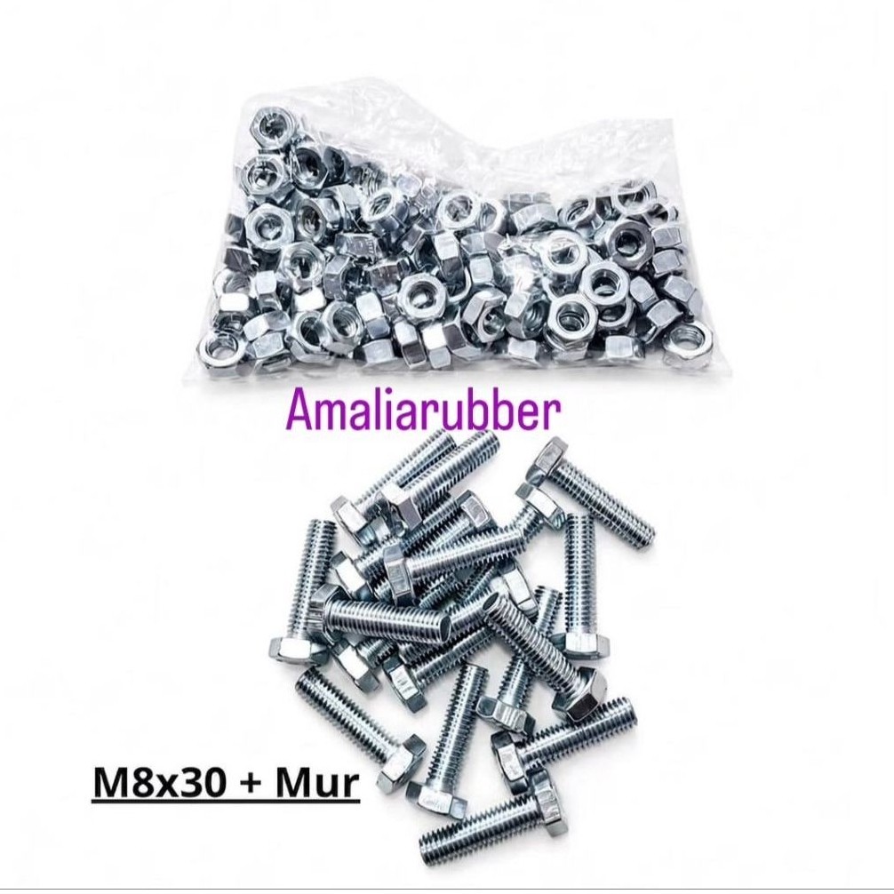 M8x30 MM น็อตหกเหลี่ยมและน็อต - (แพ็ค 50 ชุด)