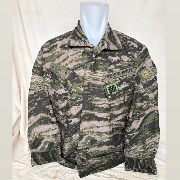 HIJAU KEMEJA Digital Camo BDU เสื้อ Tiger Wave Pattern สีเขียว ROKA Marines Korea Full Patch (12)