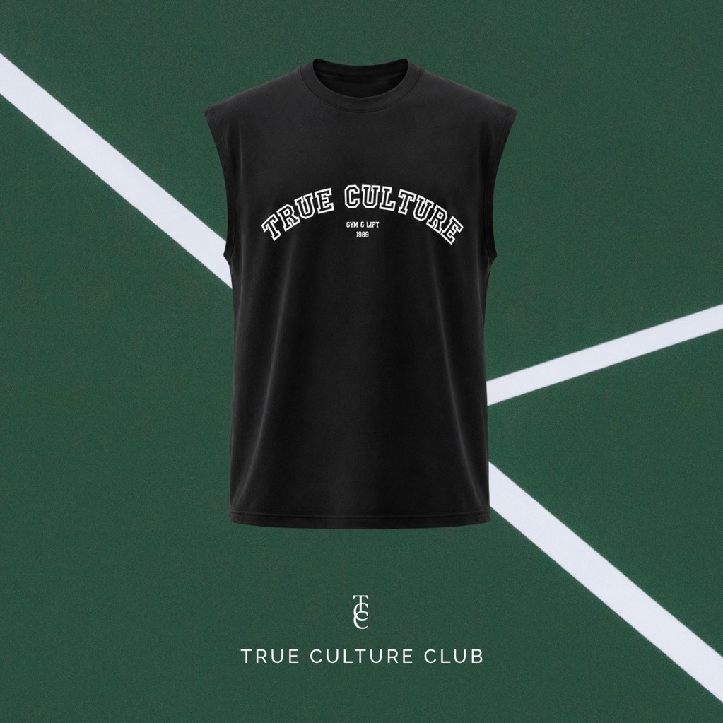True Culture Club Sergio Sleeve Gym Tank - Gym Sportswear Short Sleeve Fitness Padel Mens Camisole