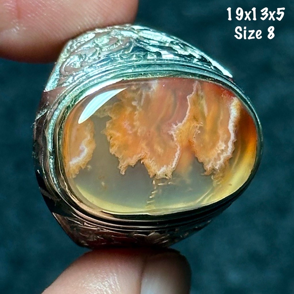 แหวนอาเกตธรรมชาติ Baturaja Lafadz Allah Crystal (ธรรมชาติ)