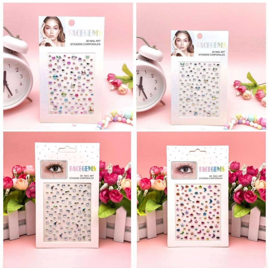 3D Face Gems & Nail Art Stickers - Face Gems & Nail Art Stickers