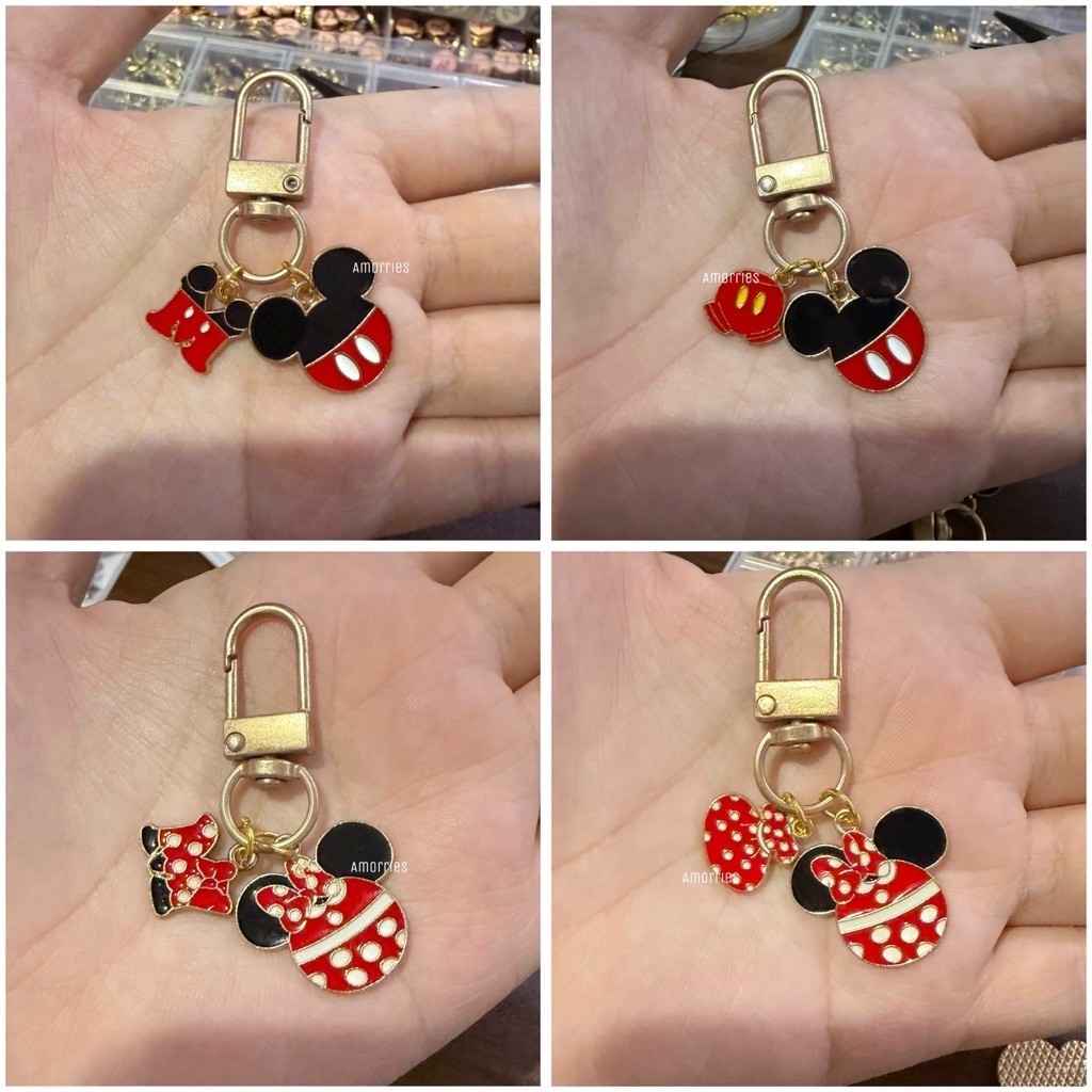 GANTUNGAN พวงกุญแจตัวละคร Disney Gold Mickey Mouse Minnie Mouse