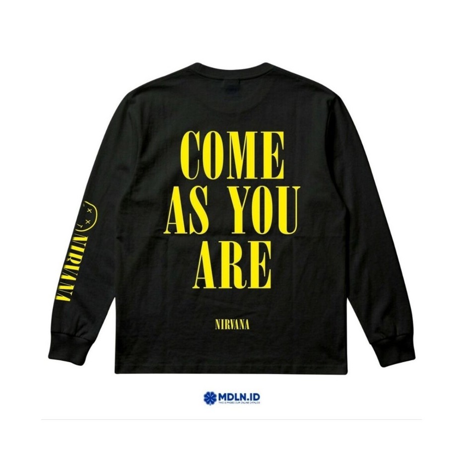 Mdln เสื้อยืด Nirvana แขนยาวซี่โครง มาเป็นคุณเป็นพรีเมี่ยม