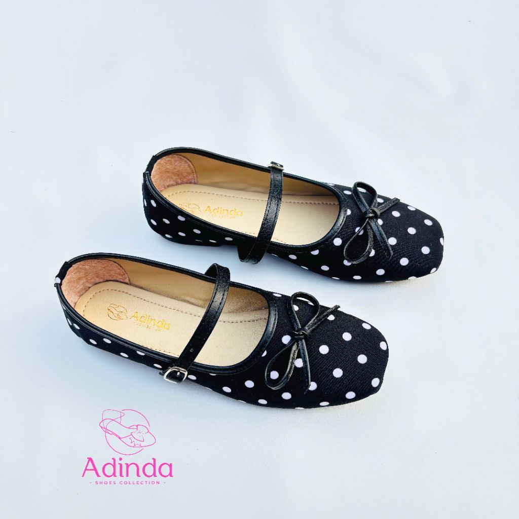 Sbs Syifa รองเท้าส้นแบนผู้หญิง Polka Dot Ribbon marry jane beauty flatshoes