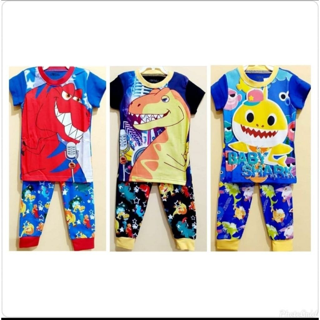 DOTBLU ชุดนอนเด็ก ไดโนเสาร์ & Baby Shark Motif สําหรับ 2 3 4 5 6 7 ปี