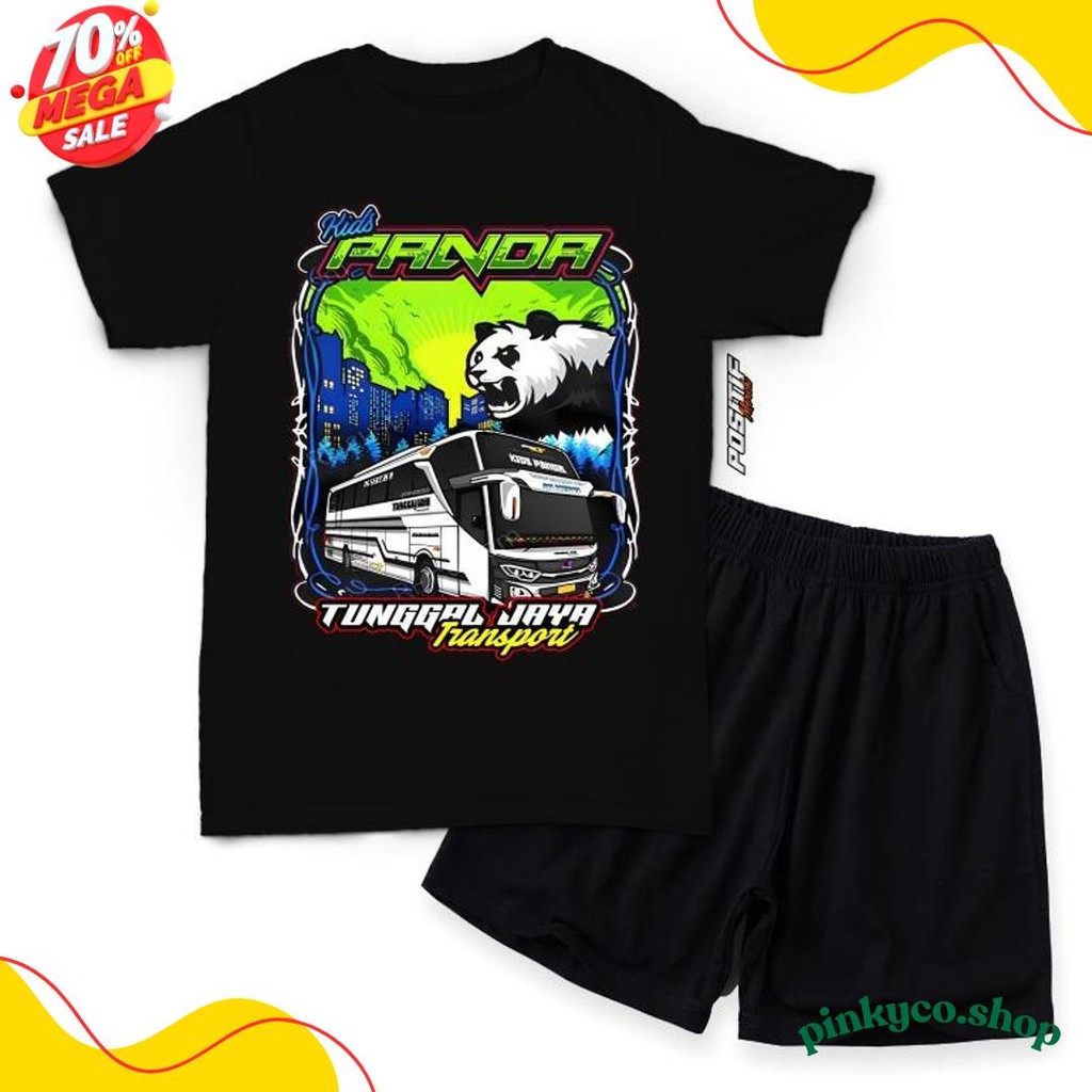 สูงสุด 70% Boys Girls Bus Kids Panda Positive Merch ชุดเสื้อยืด