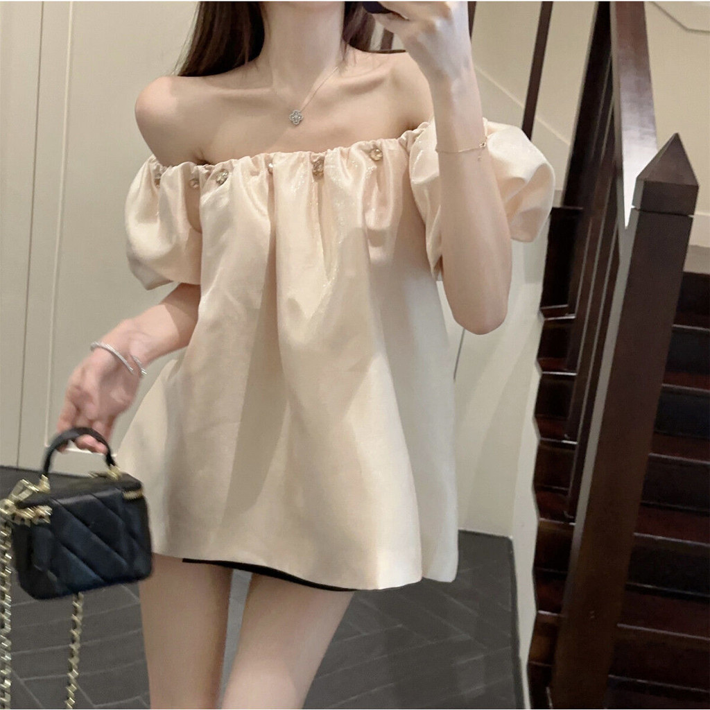 Verve ตู้เสื้อผ้าเสื้อเปิดไหล่แฟชั่นและหรูหราสําหรับผู้หญิงในฤดูร้อน